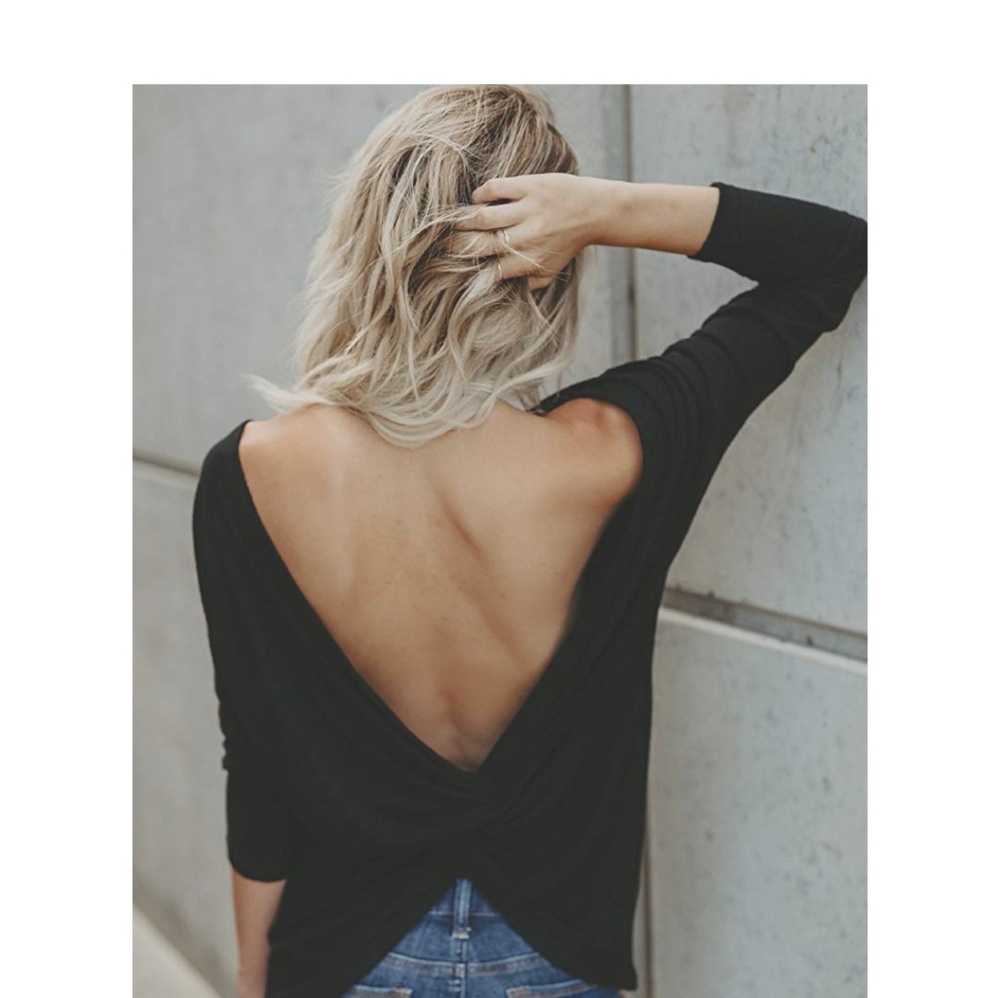 CORA Black Twist Back Sweater
